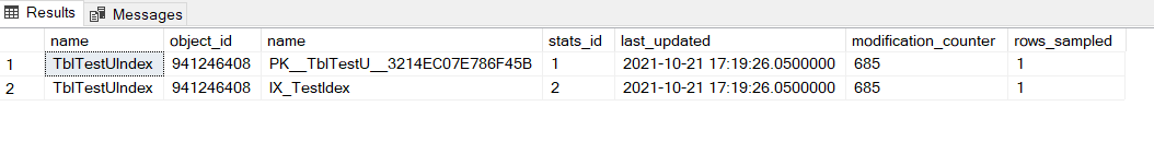 SQL Server Statistic details