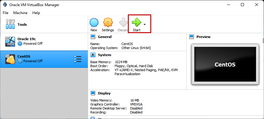 Start virtual machine