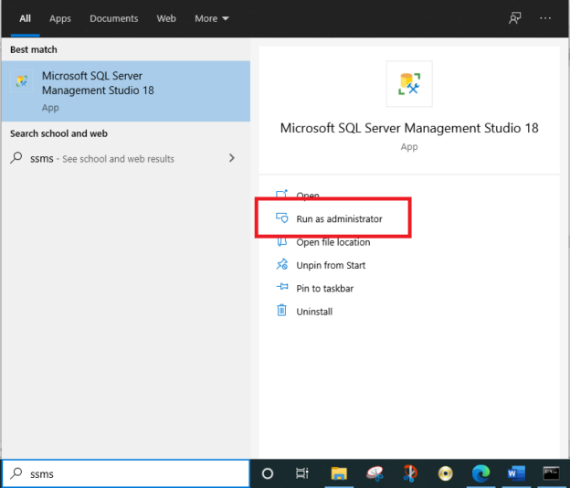 Starting SSMS as administrator