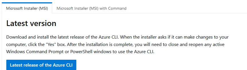 Download latest Azure CLI
