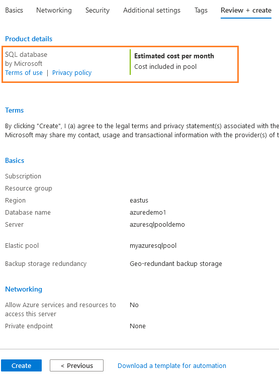 Estimated cost per month