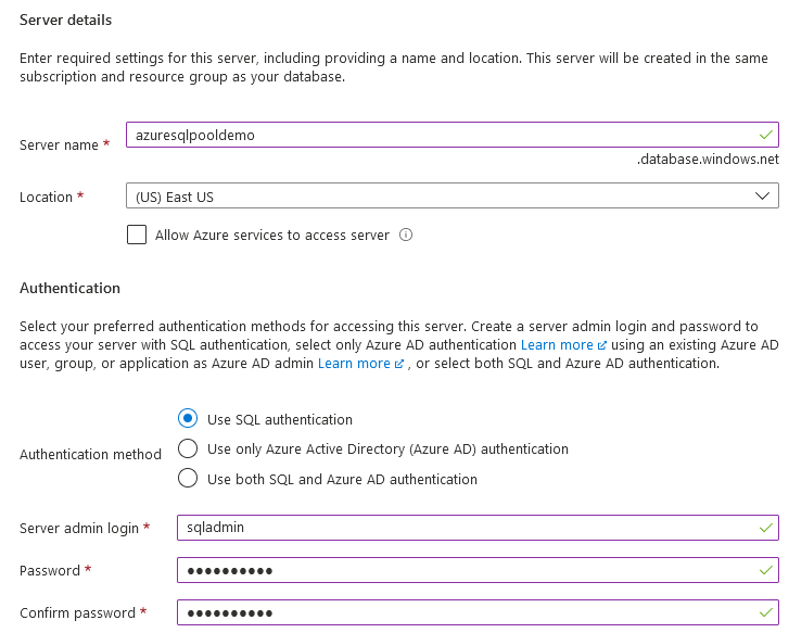 Server details and authentication