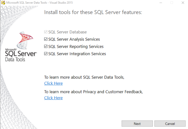 SQL Server Data Tools For Visual Studio 2015