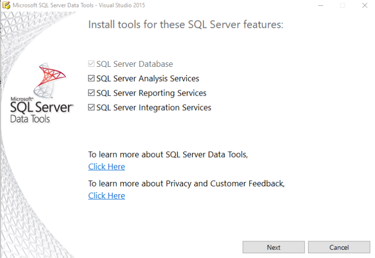 SQL Server Data Tools for Visual Studio 2015