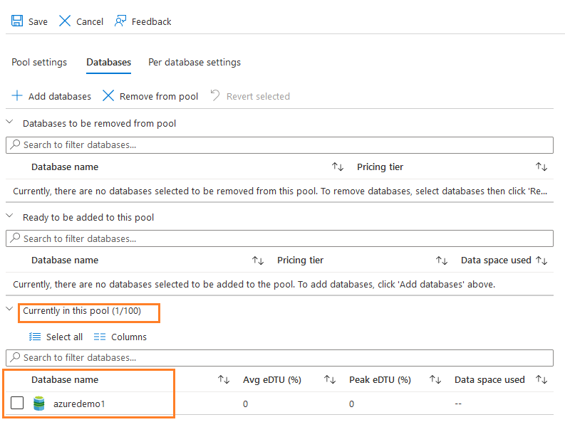 View databases in the pool