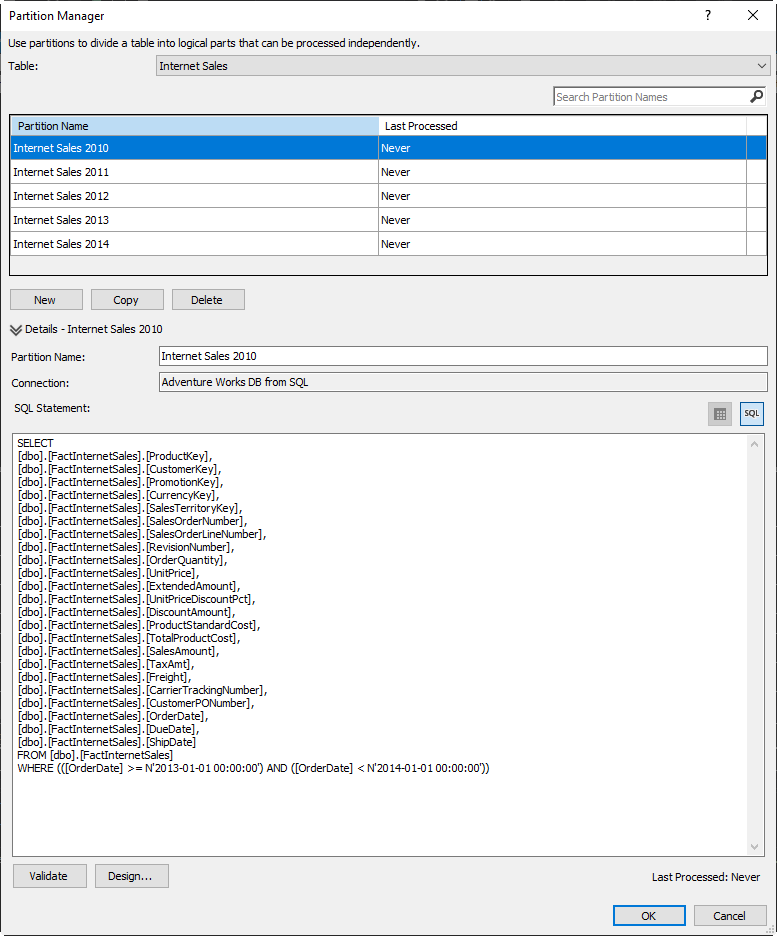 old SSAS Tabular partitions