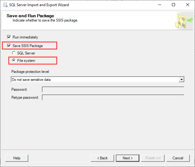 Save SSIS Package