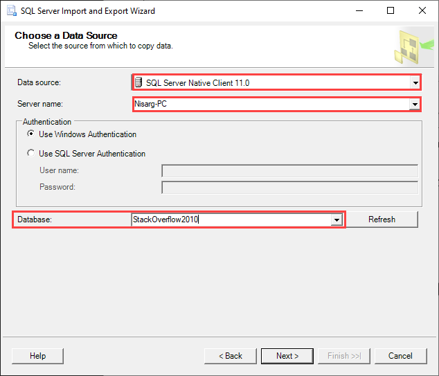 Select source SQL database