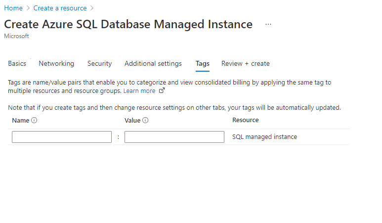 Tags for Managed instances