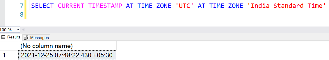 CURRENT_TIMESTAMP with AT TIME ZONE