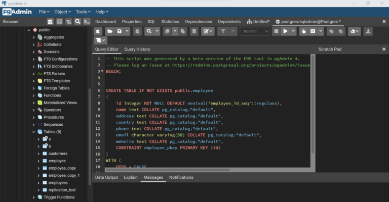 Data Modeling with ERD features in pgAdmin