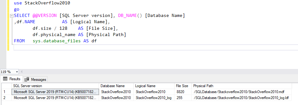 List of SQL database files