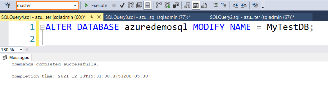 Modify database name