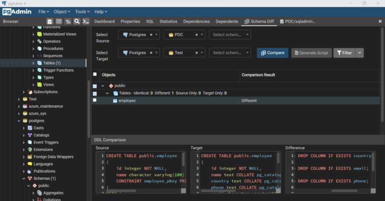 Managing schema in Azure Database for PostgreSQL using pgAdmin