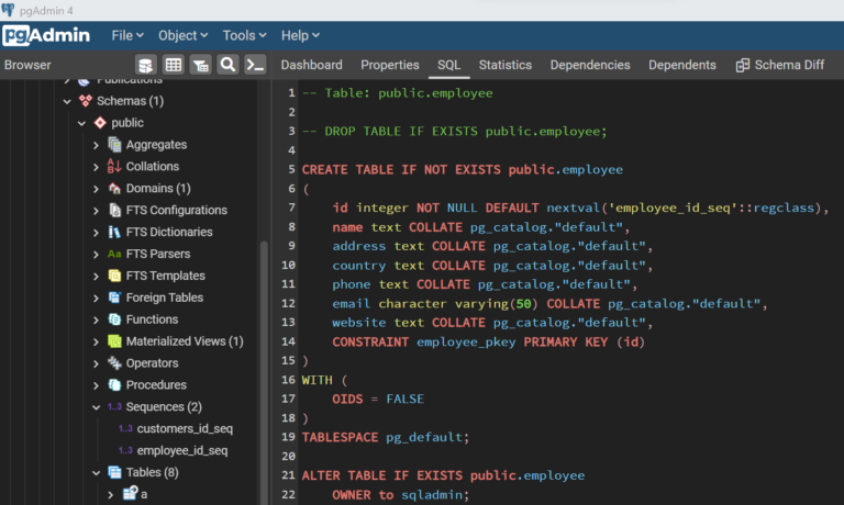 Managing schema in Azure Database for PostgreSQL using pgAdmin
