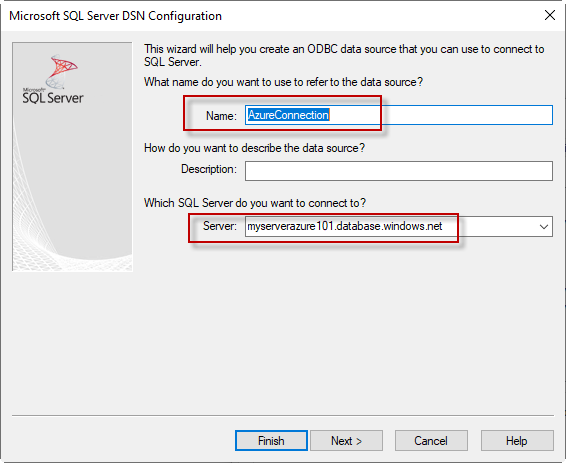 create odbc connection name