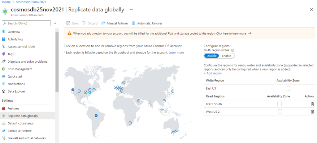 Enable Global Distribution to replicate data across regions in Azure ...