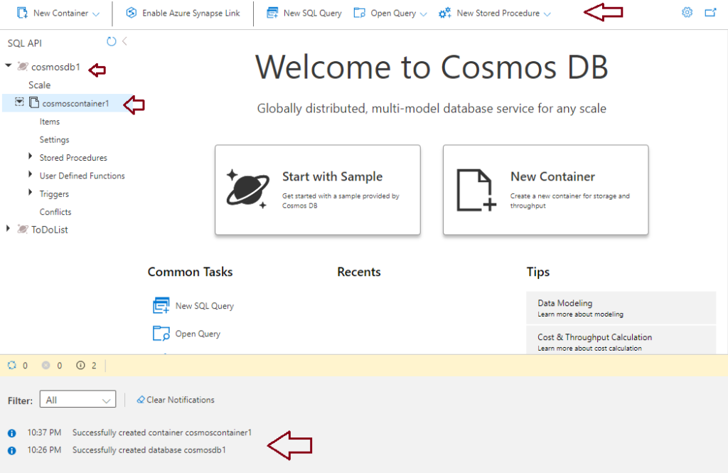 Access Azure Cosmos DB using Data Explorer