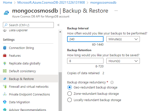 Verify periodic backup is configured