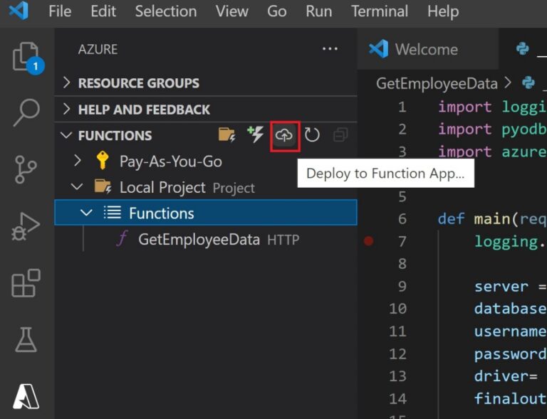 Python serverless functions to query Azure SQL DB