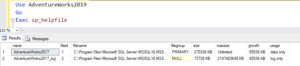 Use of the RESTORE FILELISTONLY command in SQL Server