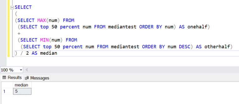 calculate mean median mode in sql