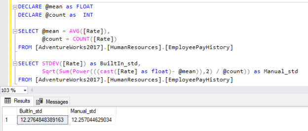 Learn SQL standard deviation function