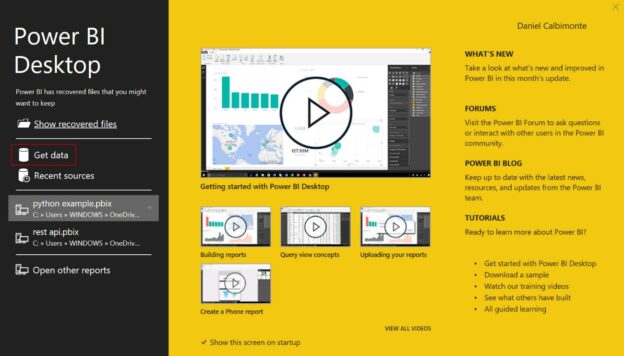 Power BI Desktop - Get data