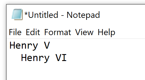 Record showing two different lines in notepad