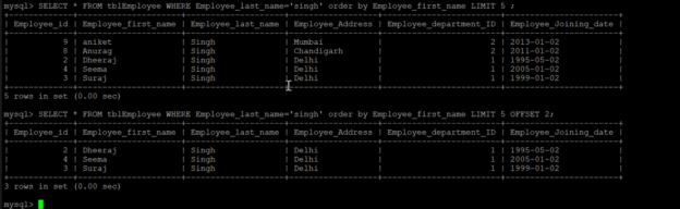 Use case of OFFSET clause