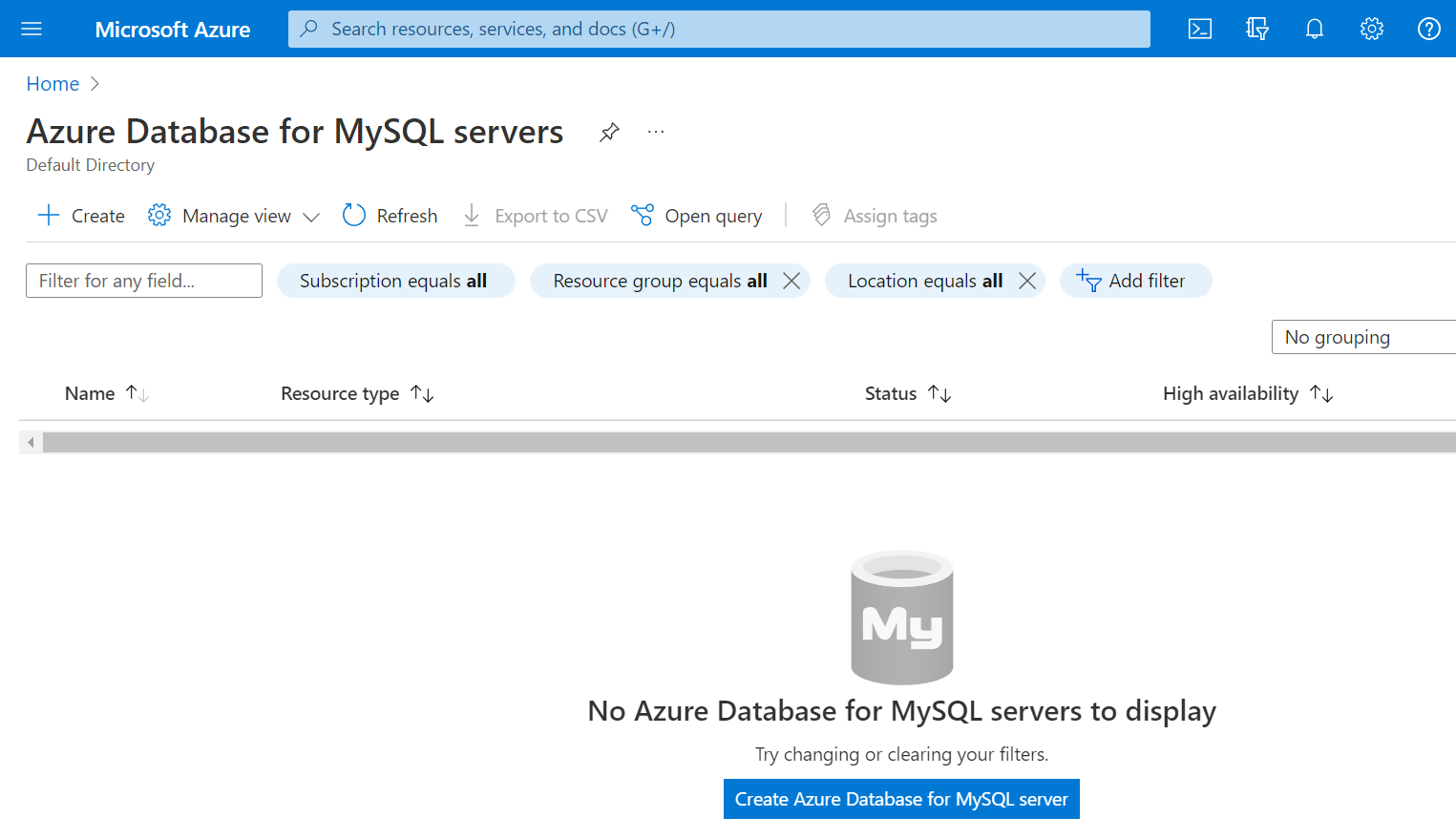 Azure DB for MySQL