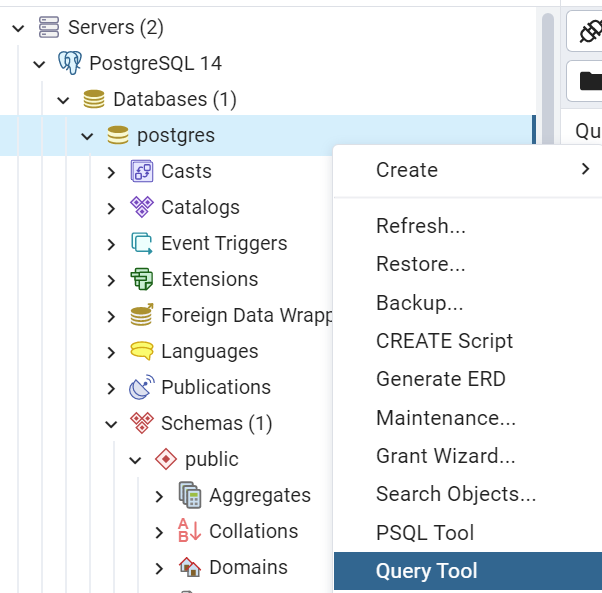 PostgreSQL Query Tool