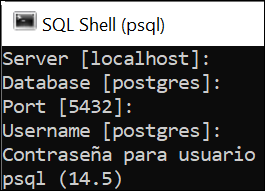 SQL Shell login information