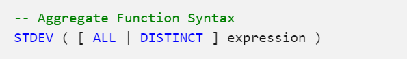 Standard Deviation Syntax