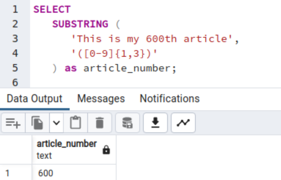 matching Substrings with SQL Regular Expression