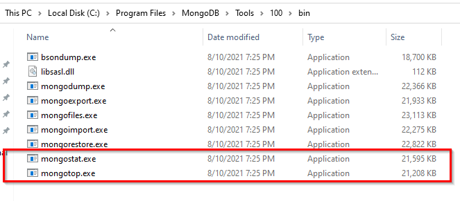 MongoDB database tools directory
