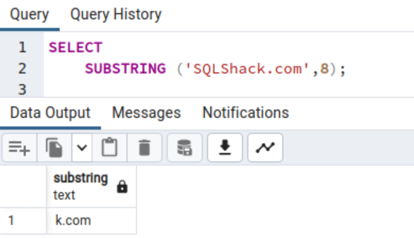 PostgreSQL SUBSTRING function example