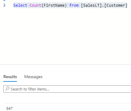 Showing total number of Firstname in customer table