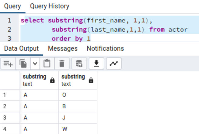 SUBSTRING function with the ORDER BY clause