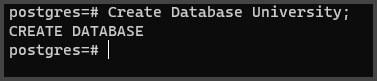 University database has been created in PostgreSQL.
