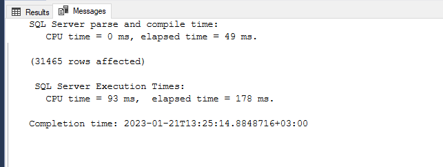 Usage of the TIME statistics in the queries