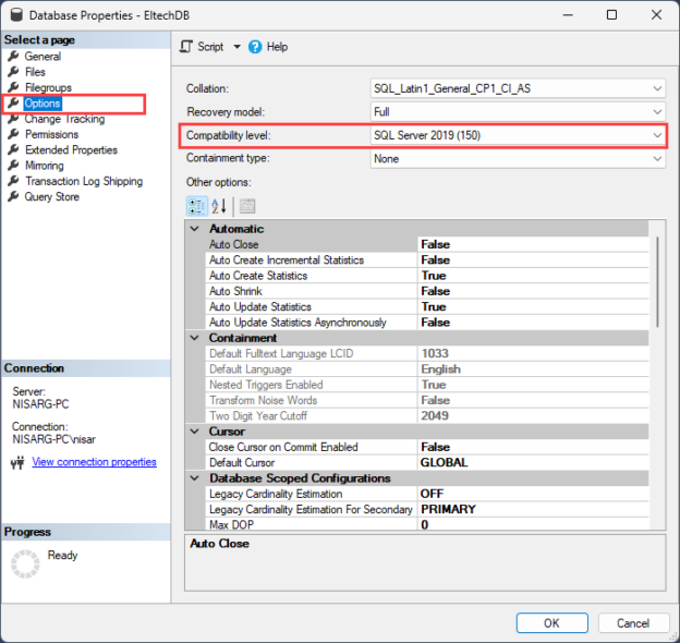 Different ways to identify and change compatibility levels in SQL Server